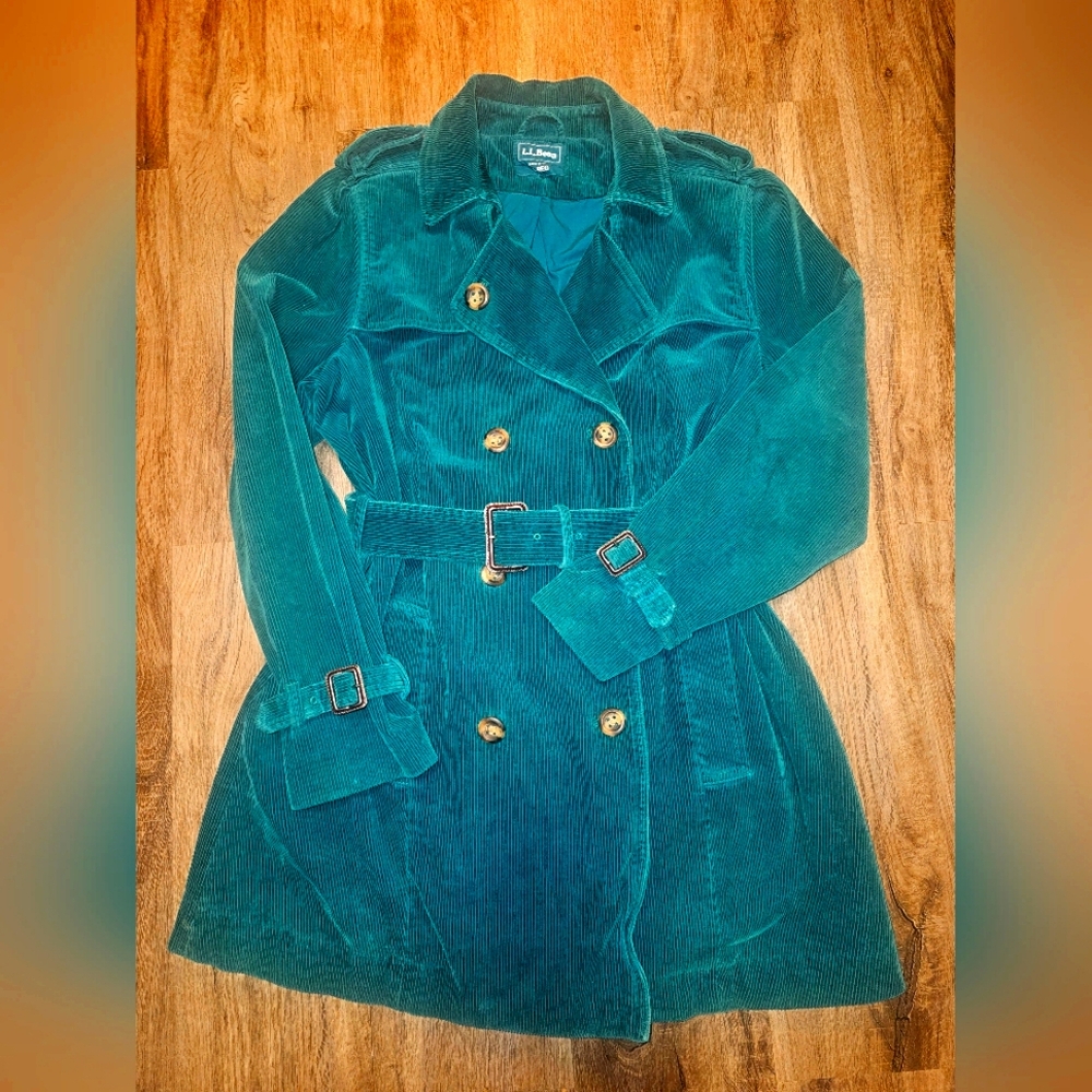 LL bean turquoise pea coat size large regular